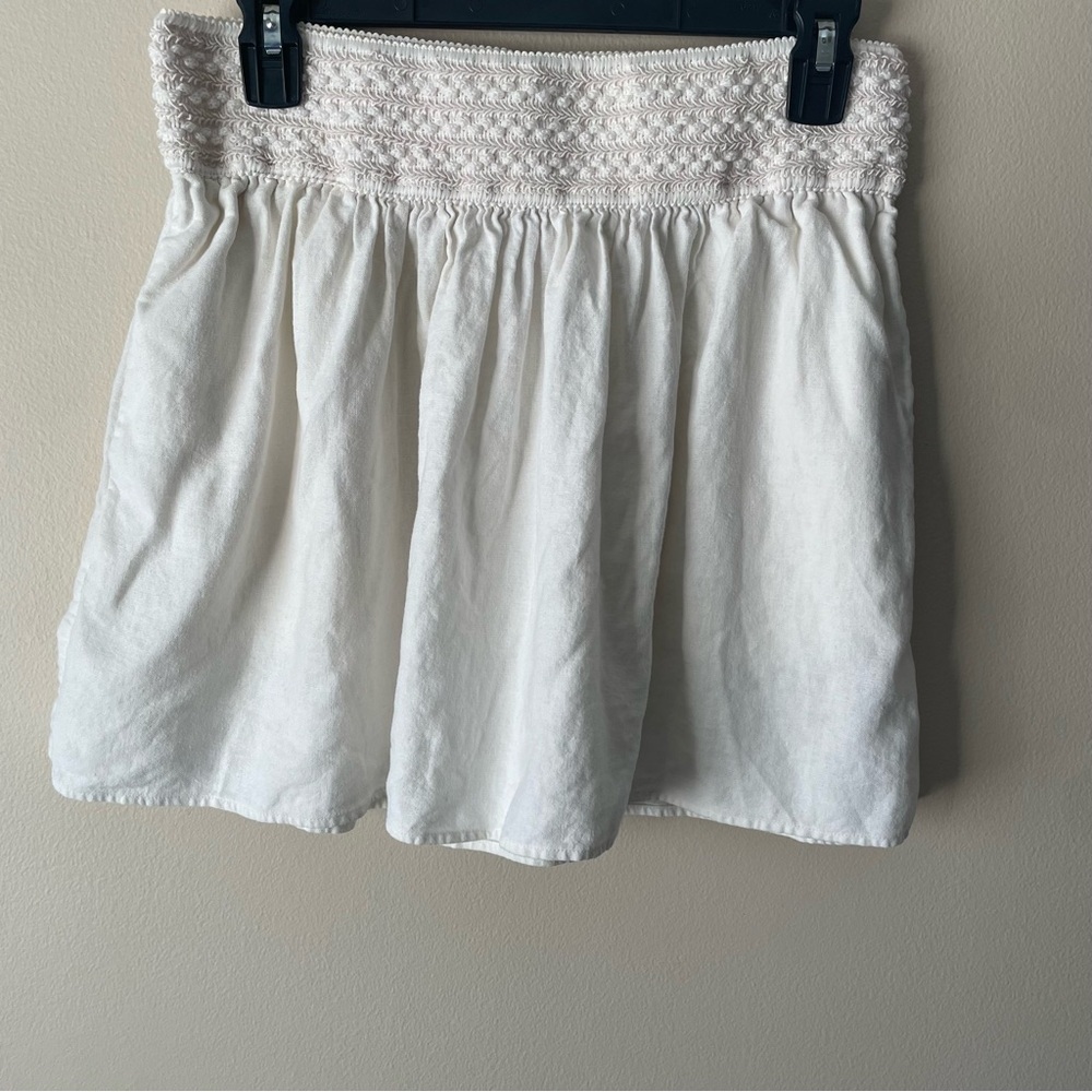 J. Crew White Smocked Waist Mini Skirt
